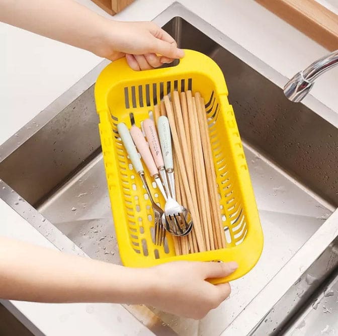 Adjustable Telescopic Dish Drainer, Sink Drain Basket, Washing Vegetable Fruit Plastic Drying Rack, Fruit And Vegetable Strainer, Kitchen Accessories Organizer Adjustable Telescopic Dish Drainer, Sink Drain Basket, Washing Vegetable Fruit Plastic Drying Rack, Fruit And Vegetable Strainer, Kitchen Accessories Organizer
